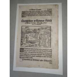 Písmo - Evangelium - dřevořez 18 století, grafika, nesignováno