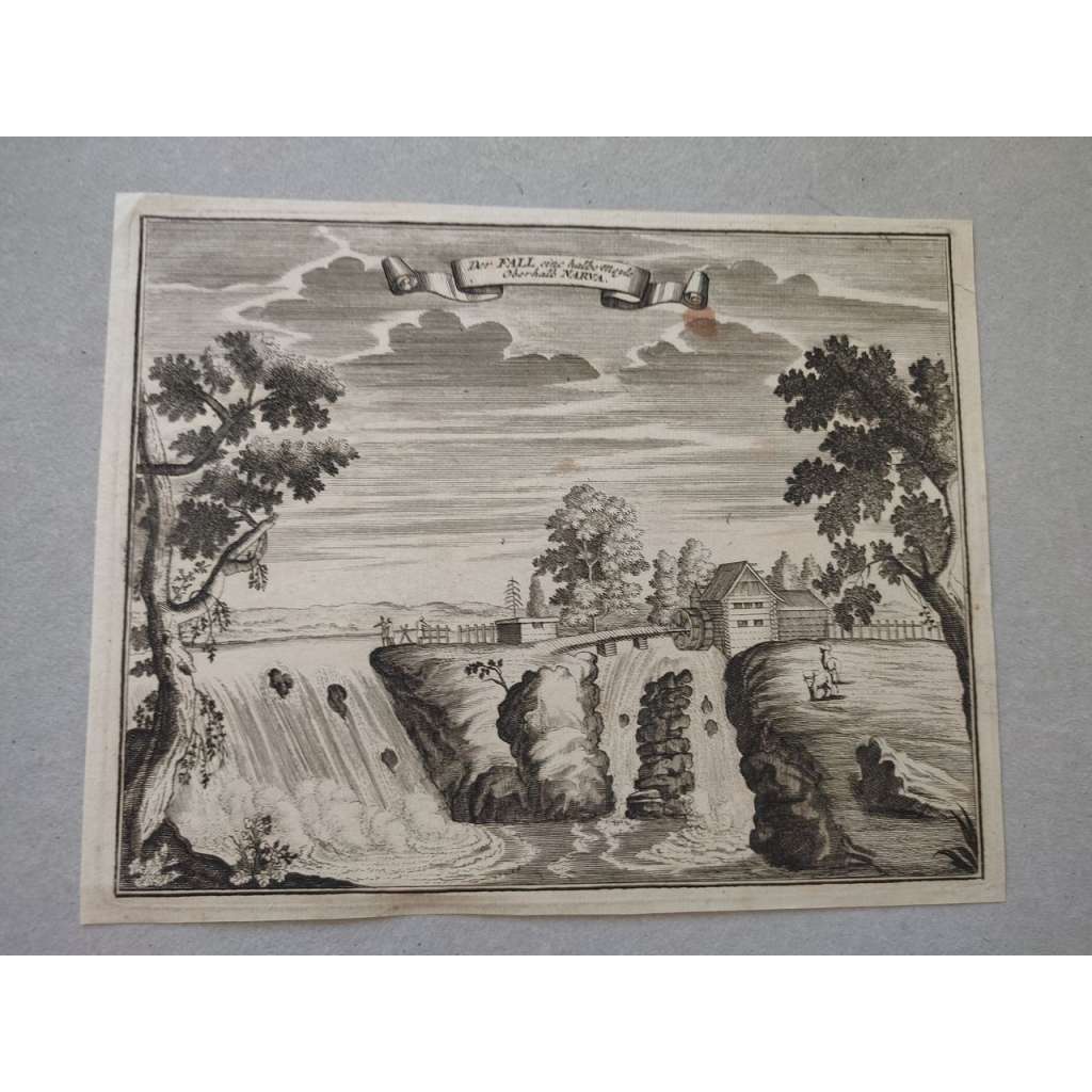 Georg Christoph Kilian (1709 - 1789) - Vodopád u Narvy v Estonsku (Estonko) - mědirytina cca 1770, grafika, signováno