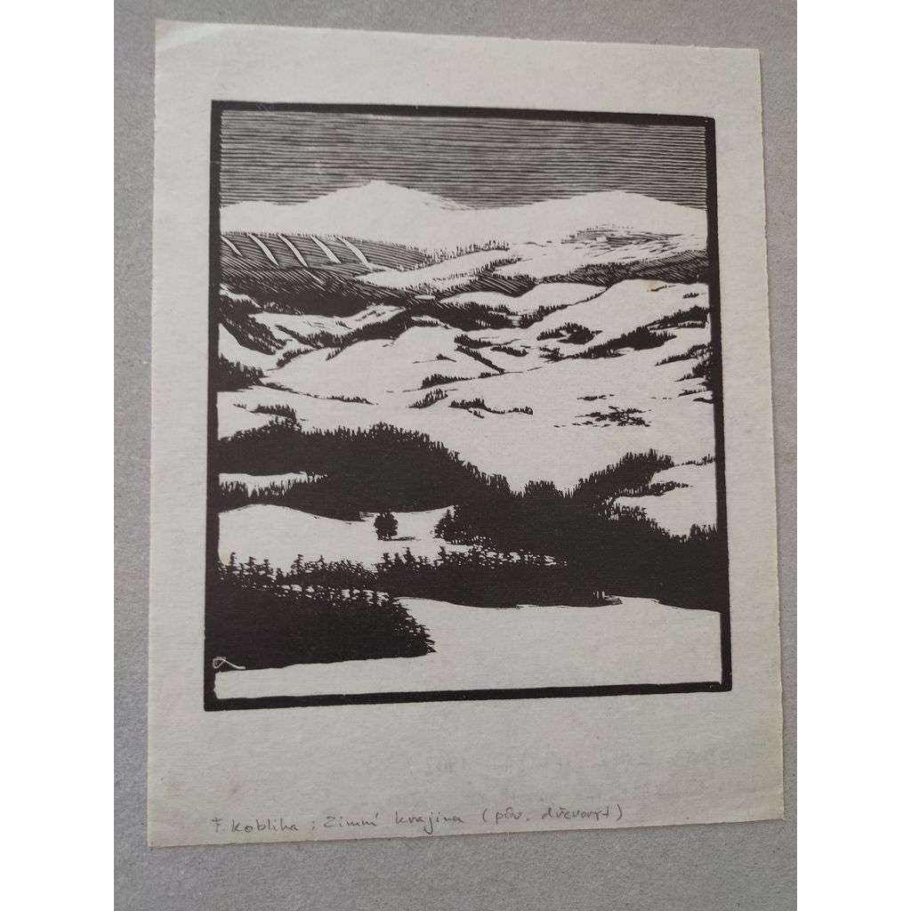 František Kobliha (1877 - 1962) - Zimní krajina - dřevoryt, grafika, nesignováno