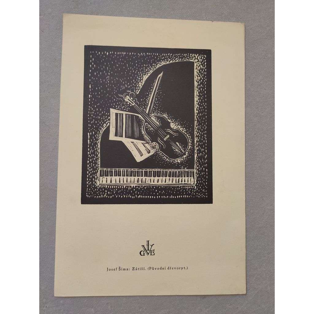 Josef Šíma (1891 - 1971) - Zátiší s nástroji - dřevoryt, grafika, nesignováno