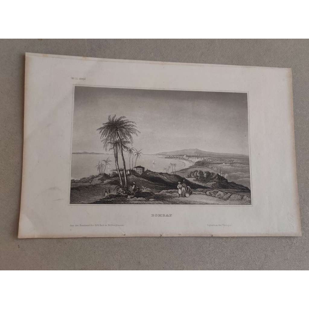 Meyer - Indie, Bombay - oceloryt 1850, grafika, nesignováno