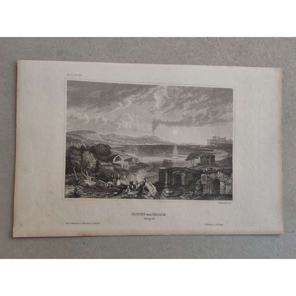 Meyer - Bajaei, Neapol Itálie - oceloryt 1850, grafika, nesignováno