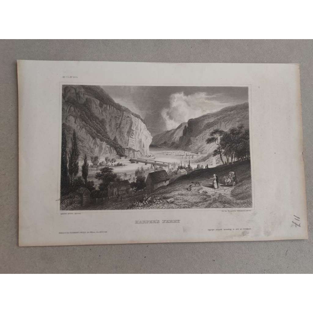 USA, Virginie, Harpes Ferry - oceloryt 1850, grafika, nesignováno