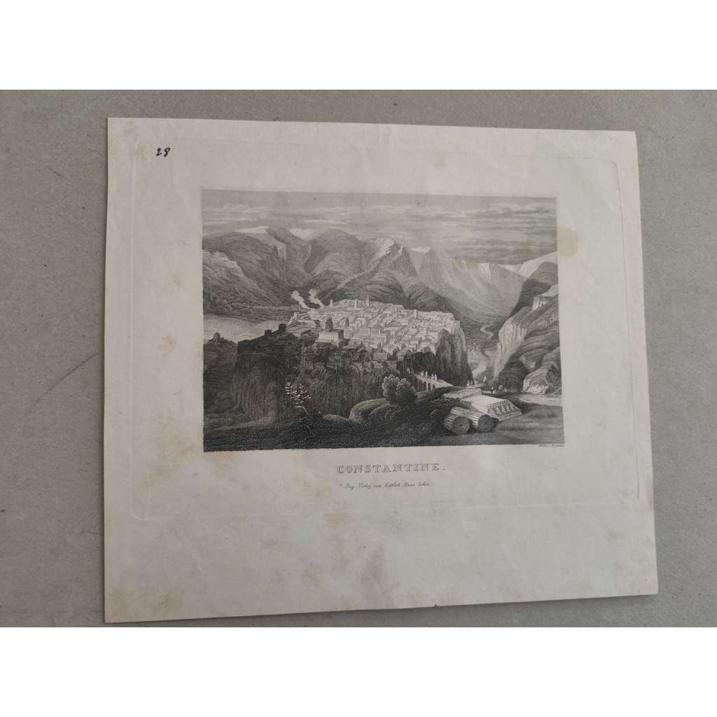 Alžírsko, Constantine - oceloryt 1838, grafika, nesignováno
