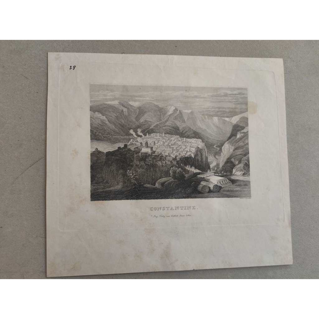 Alžírsko, Constantine - oceloryt 1838, grafika, nesignováno