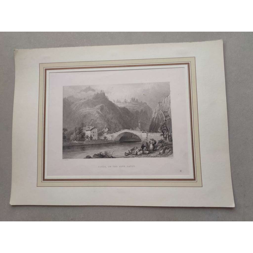 Robert Wallis - Arve Savoy, Švýcarsko - oceloryt cca 1860, grafika, nesignováno