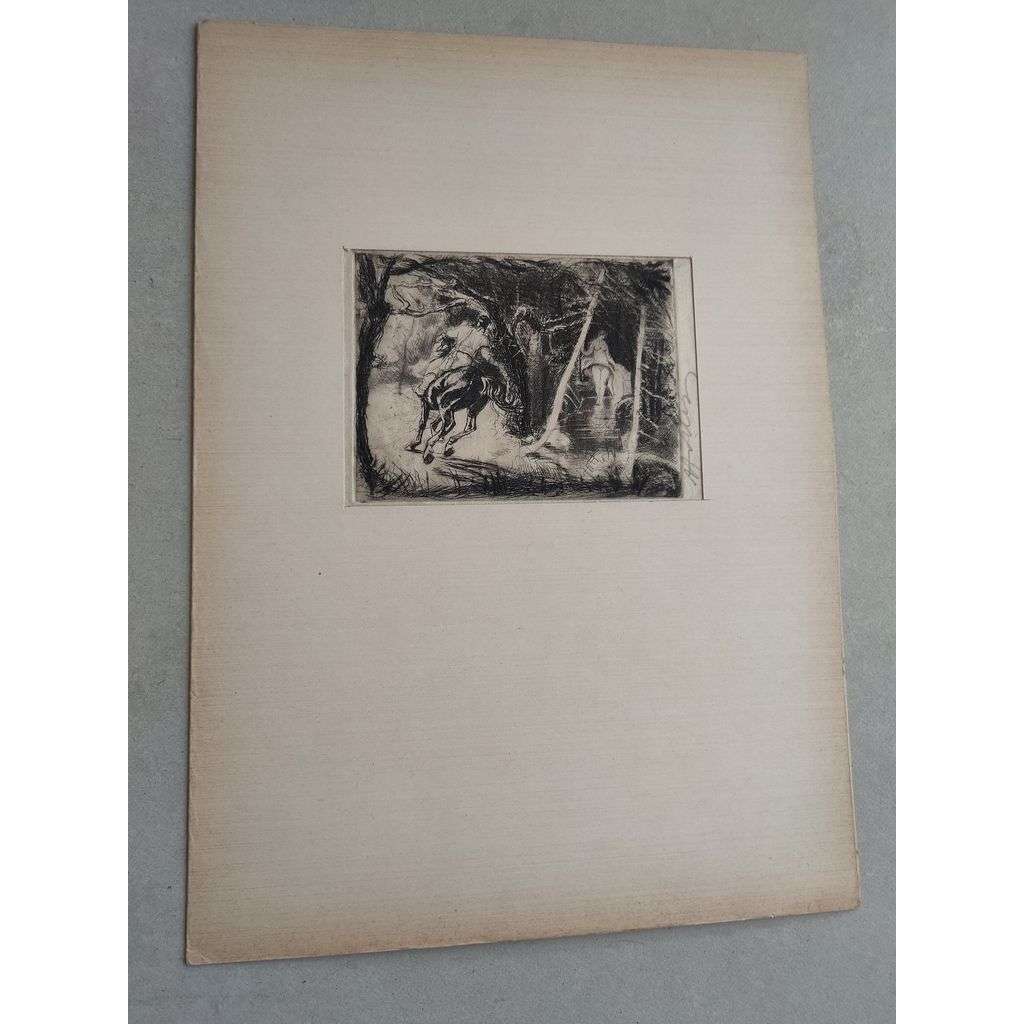 Adolf Alex Jelínek (1890 - 1957) - Ctirad a Šárka - lept, grafika, signováno