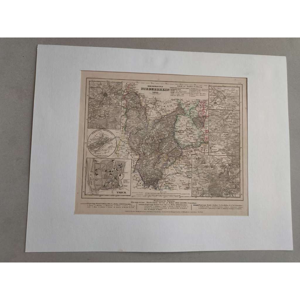 Meyer Atlas - Mapa velkovévodství dolního Rýna, Německo - oceloryt 1849, grafika, nesignováno