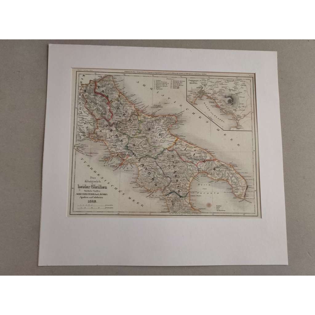 Meyer Atlas - Mapa Sicílie, Itálie - rytina 1849, grafika, nesignováno
