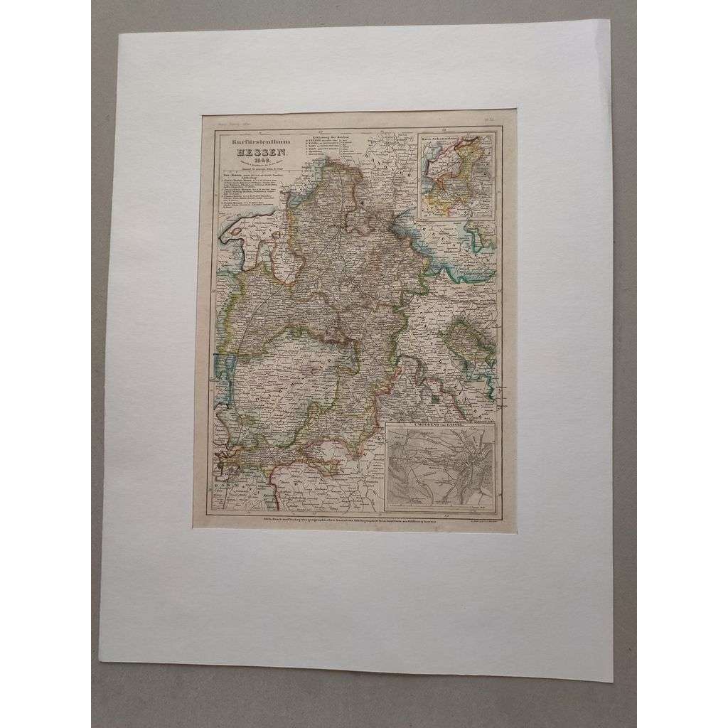Meyer Atlas - Mapa Hesenského kurfiřství, Itálie - gravárováno 1849, grafika, nesignováno