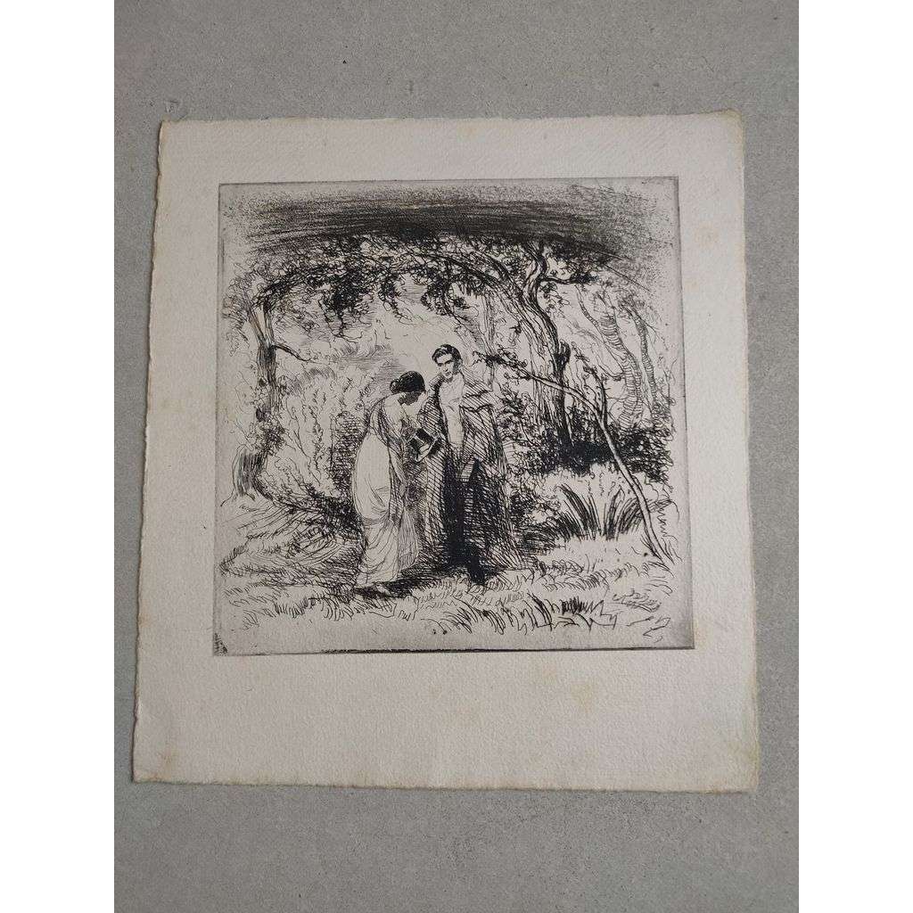 Adolf Alex Jelínek (1890 - 1957) - List z cyklu Evžen Oněgin - lept cca 1930, grafika, nesignováno