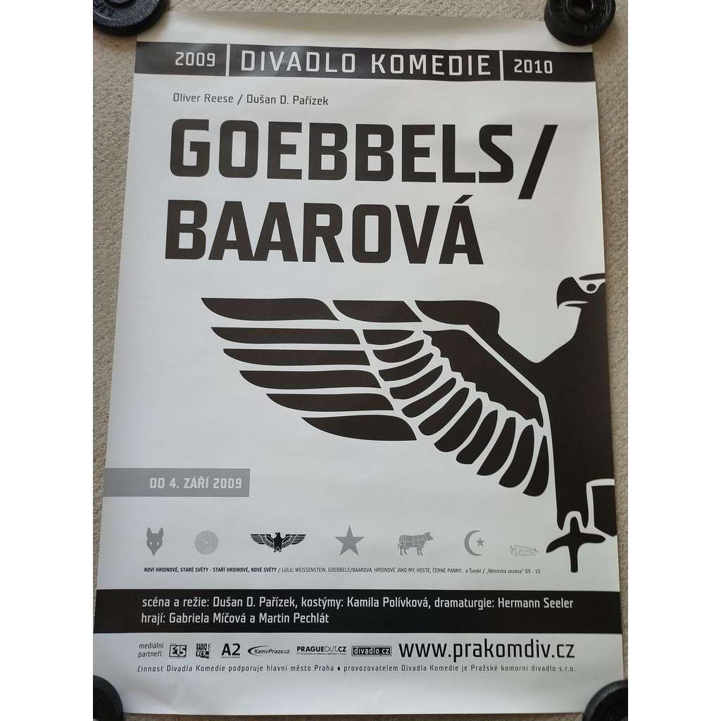 Goebbels / Baarová - Oliver Reese, Dušan D. Pařízek - Divadlo Komedie 2009, 2010 - reklamní plakát