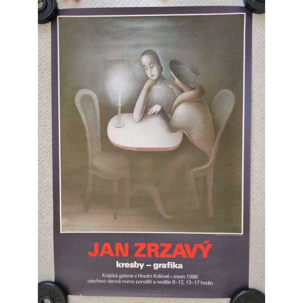 Jan Zrzavý - kresby, grafika - Krajská galerie Hradec Králové - výstava umění 1986- reklamní plakát