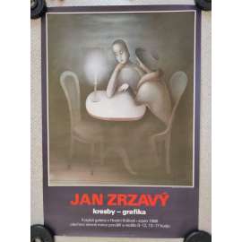 Jan Zrzavý - kresby, grafika - Krajská galerie Hradec Králové - výstava umění 1986- reklamní plakát