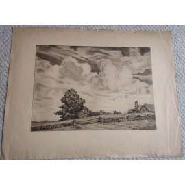 Arno Nauman (1887 - 1959) - Horská krajina - suchá jehla, grafika, signováno