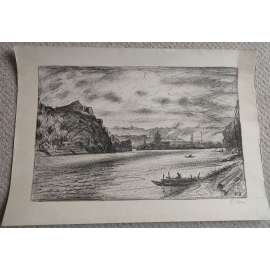 Vincenc Beneš (1883 - 1979) - Praha, Vyšehrad - litografie cca 1930, grafika, signováno
