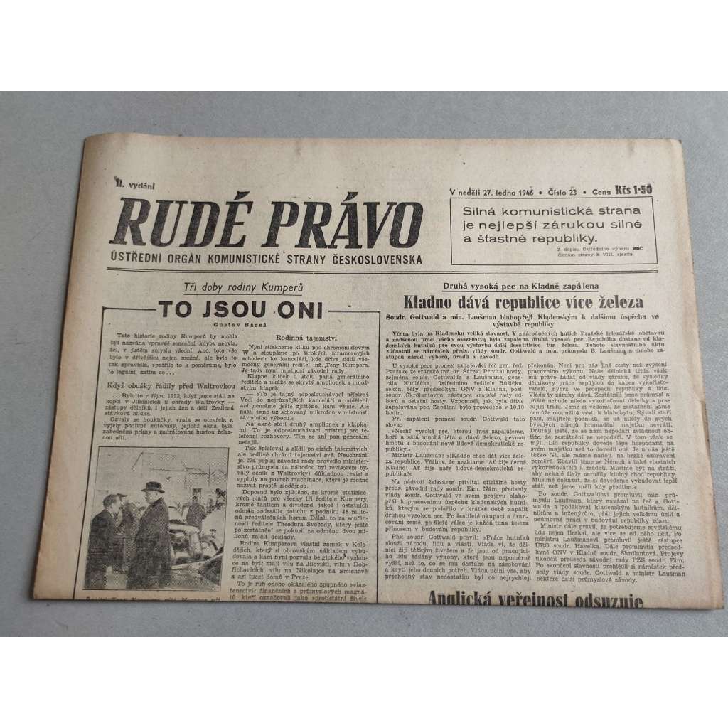 Rudé právo (27.1.1946) - staré noviny