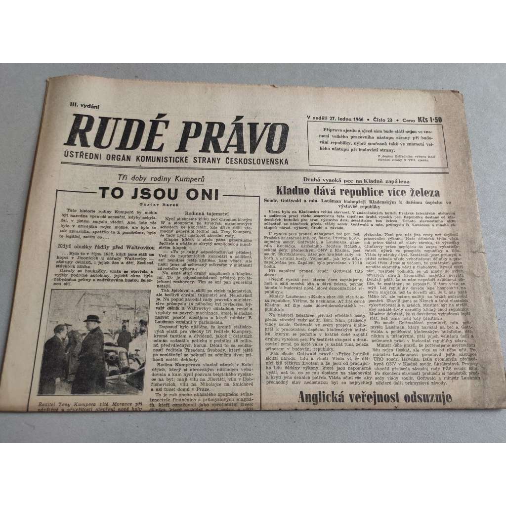 Rudé právo (27.1.1946) - staré noviny