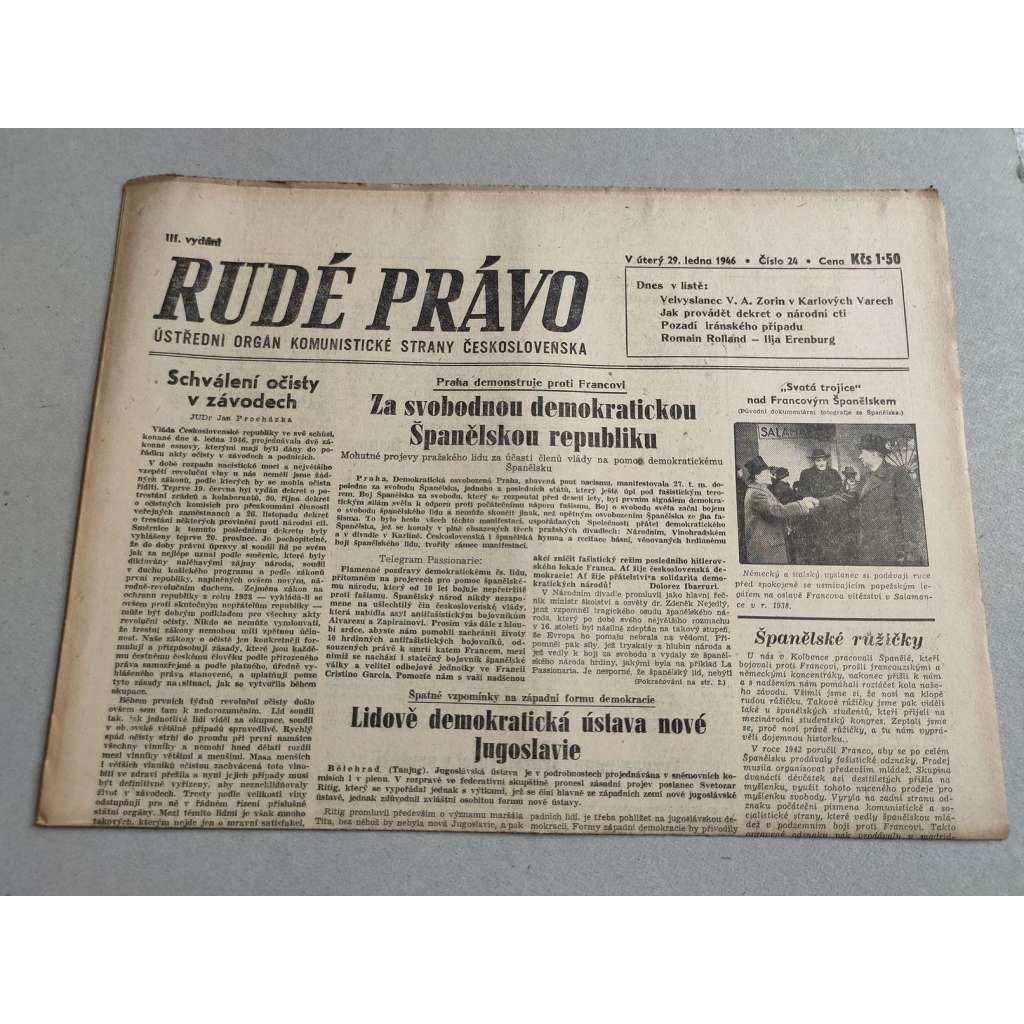 Rudé právo (29.1.1946) - staré noviny