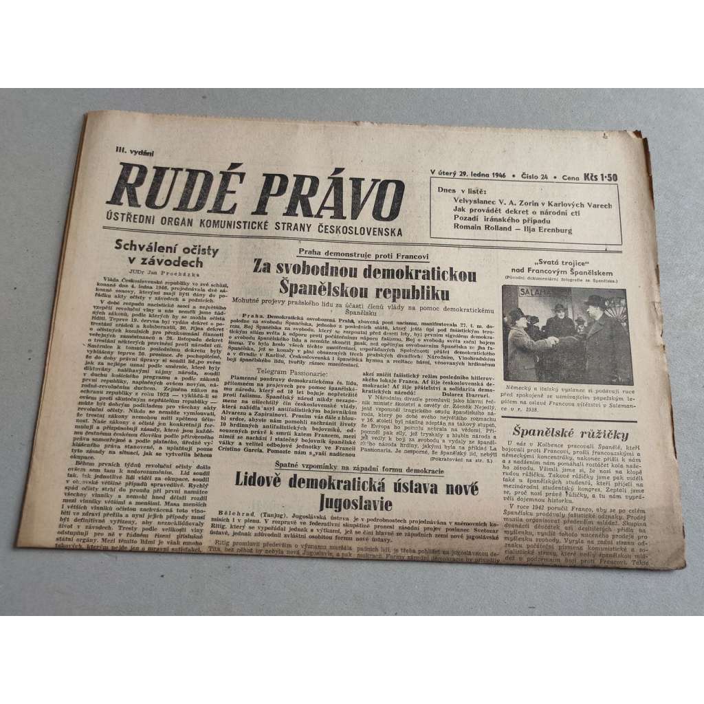 Rudé právo (29.1.1946) - staré noviny