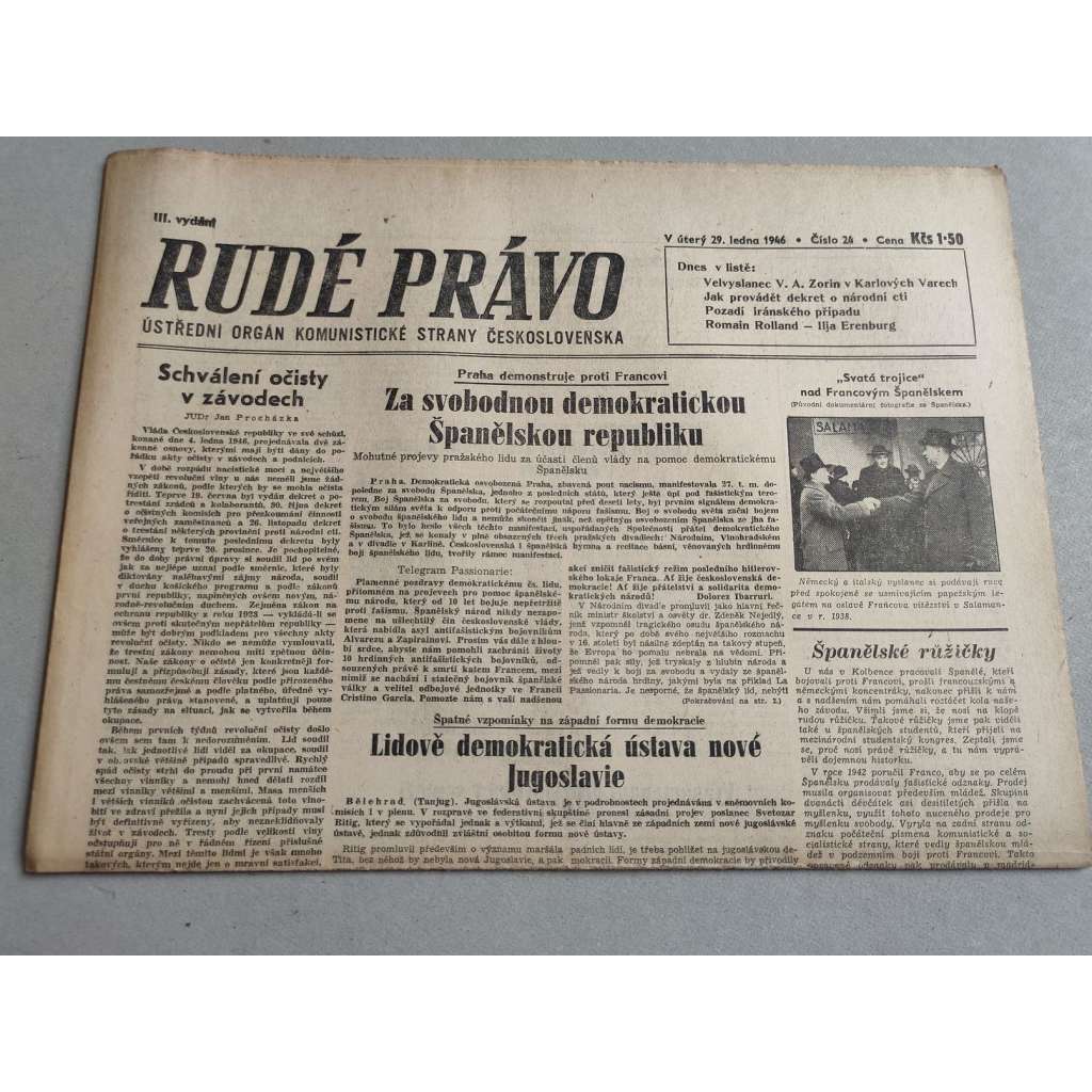 Rudé právo (29.1.1946) - staré noviny