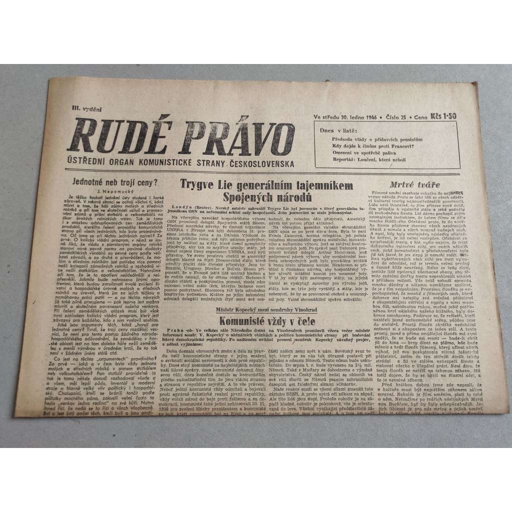 Rudé právo (30.1.1946) - staré noviny