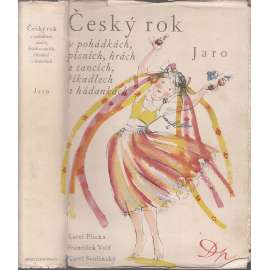 Český rok v pohádkách, písních, hrách a tancích, říkadlech a hádankách - KOMPLET 4 svazky (Jaro, Léto, Podzim, Zima; pohádky, písně, hry, tance, říkadla, hádanky, ústní lidová slovesnost, přísloví) ilustrace Karel Svolinský