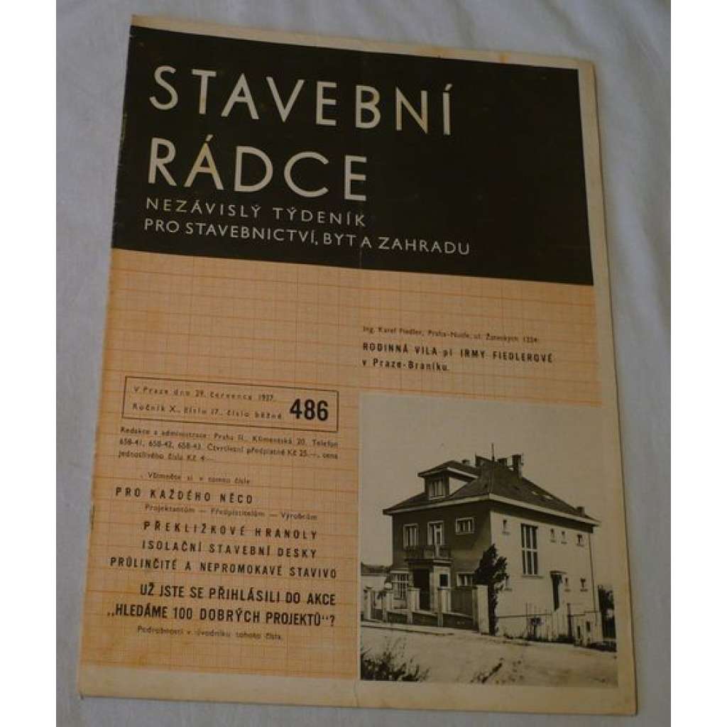 Stavební rádce 1937, roč.X., č.17., č.běžné 486