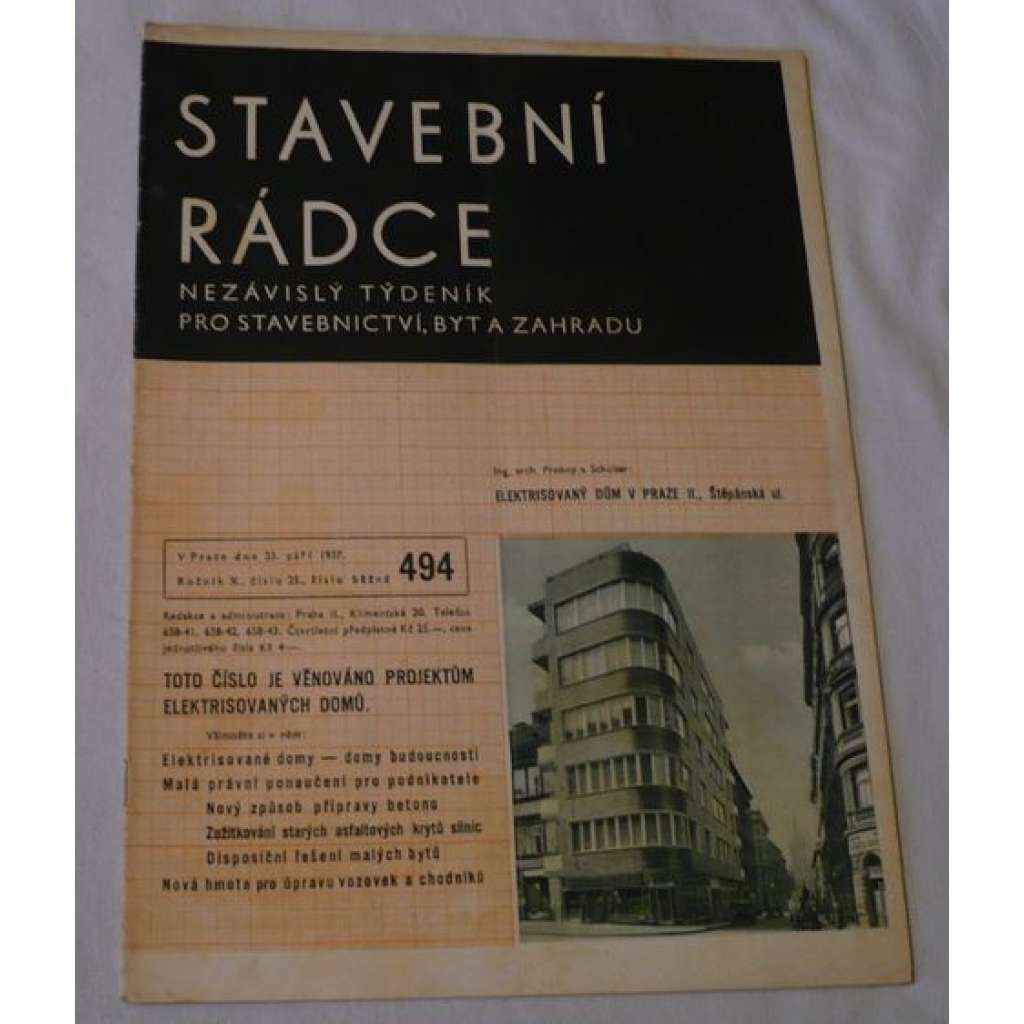 Stavební rádce 1937, roč.X., č.25., č.běžné 494