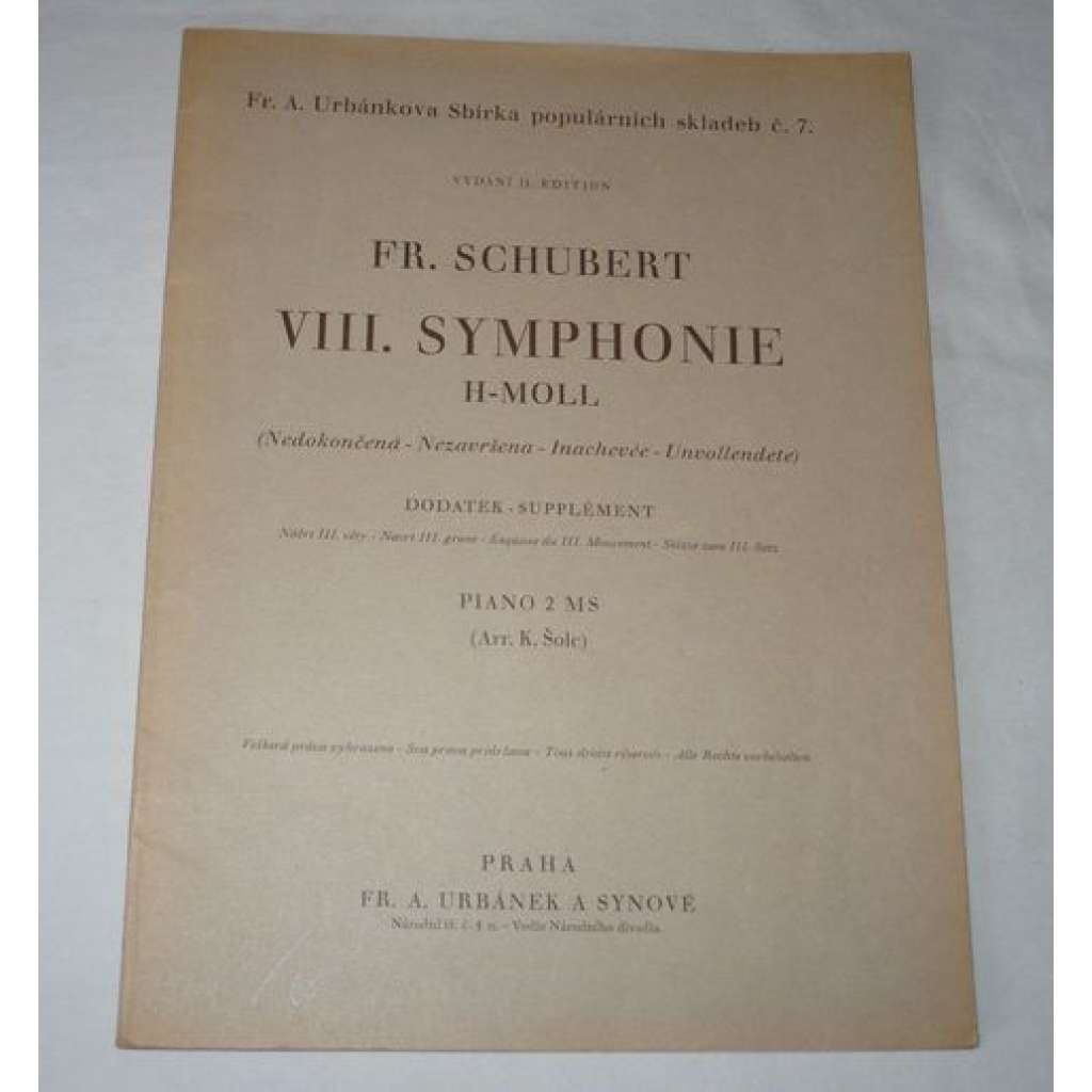 VIII.Symphonie H-Moll (nedokončená)