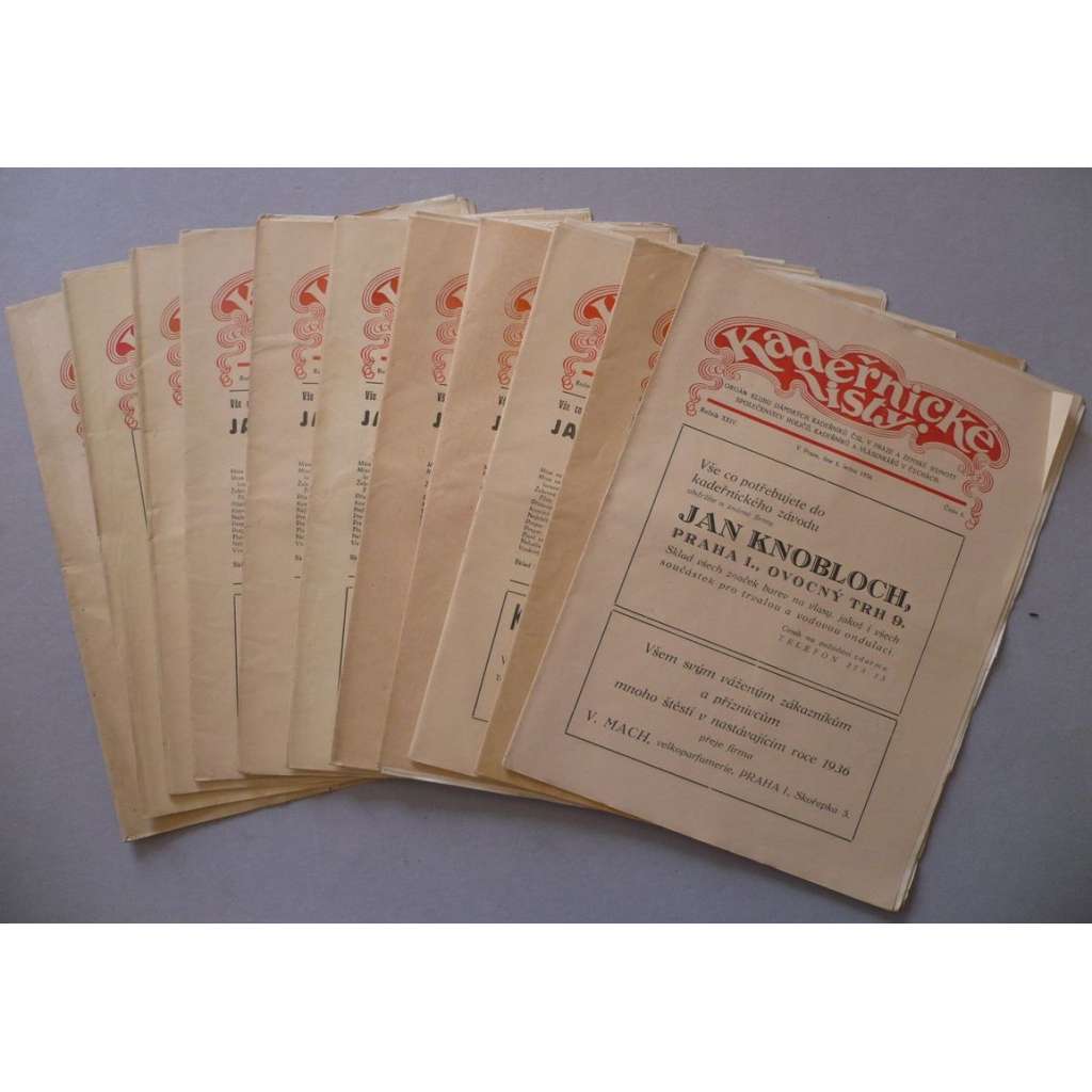 Kadeřnické listy, roč.24 (1936) [kadeřnictví, účes, vlasy, kadeřníci, holiči, vlásenkáři, účesy, móda, stříhání a úprava vlasů]
