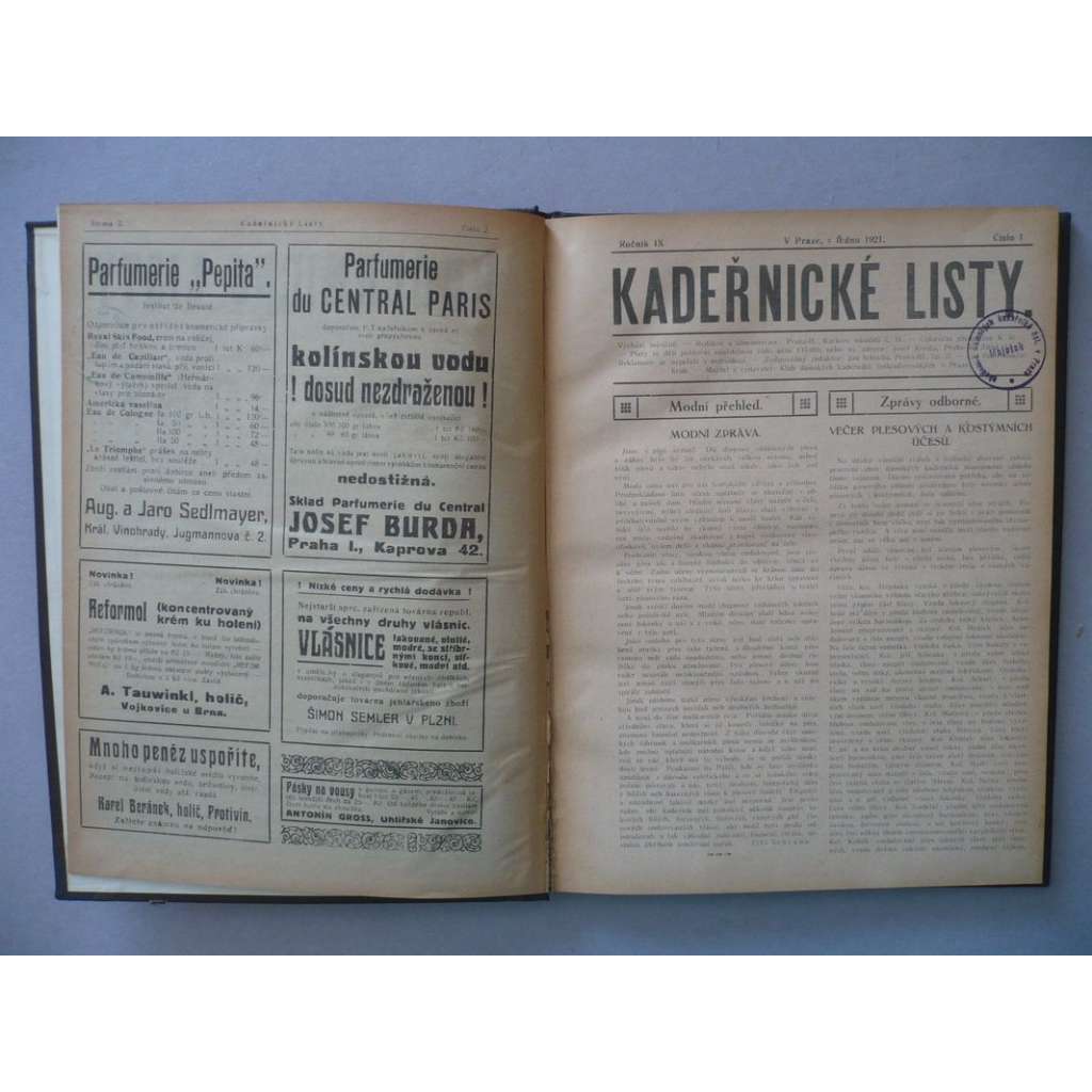 Kadeřnické listy, roč. IX.(1921) - (kadeřnictví, móda)