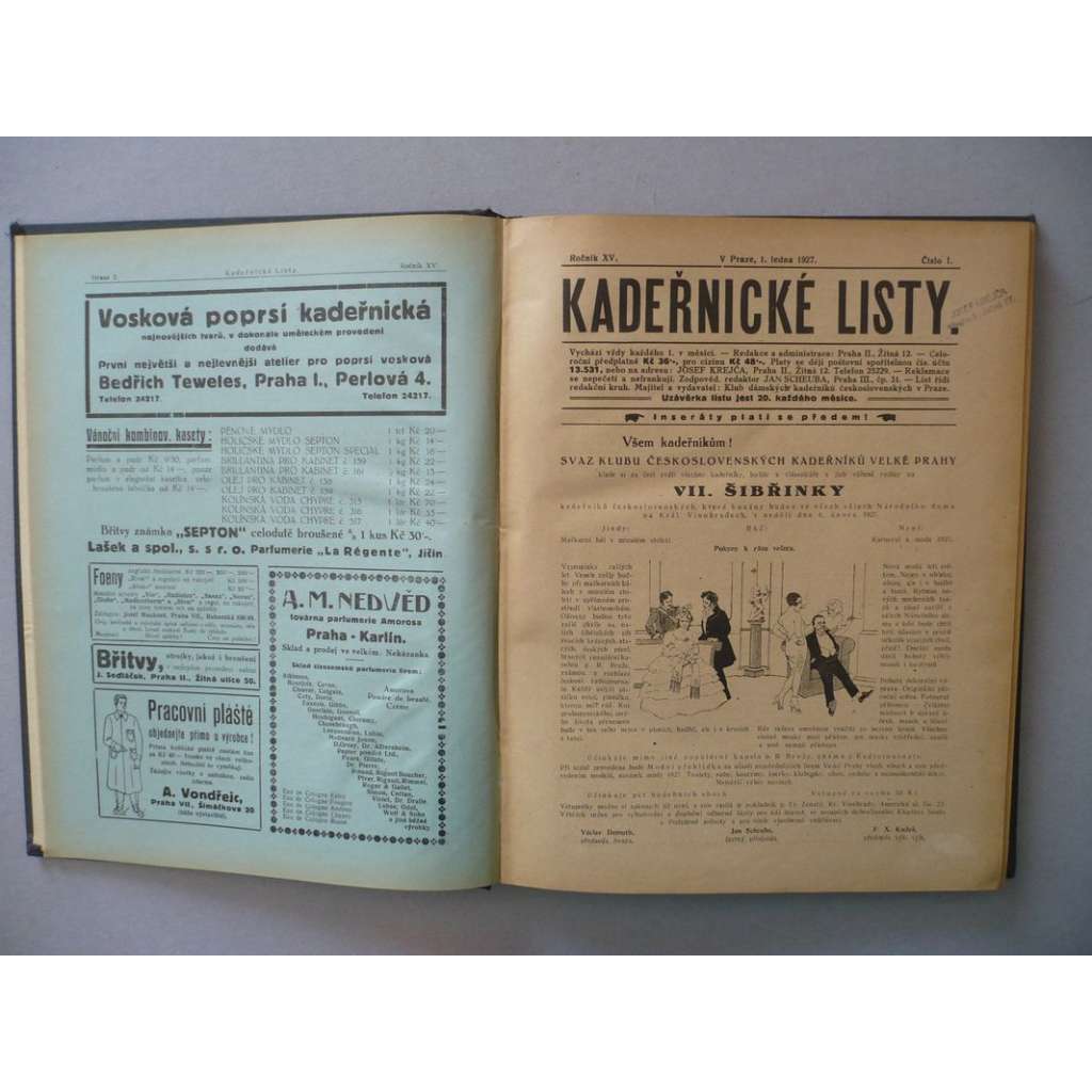 Kadeřnické listy, roč.25 (1927) [kadeřnictví, účes, vlasy, kadeřník, holič, vlásenkář, účesy, móda, stříhání a úprava vlasů]