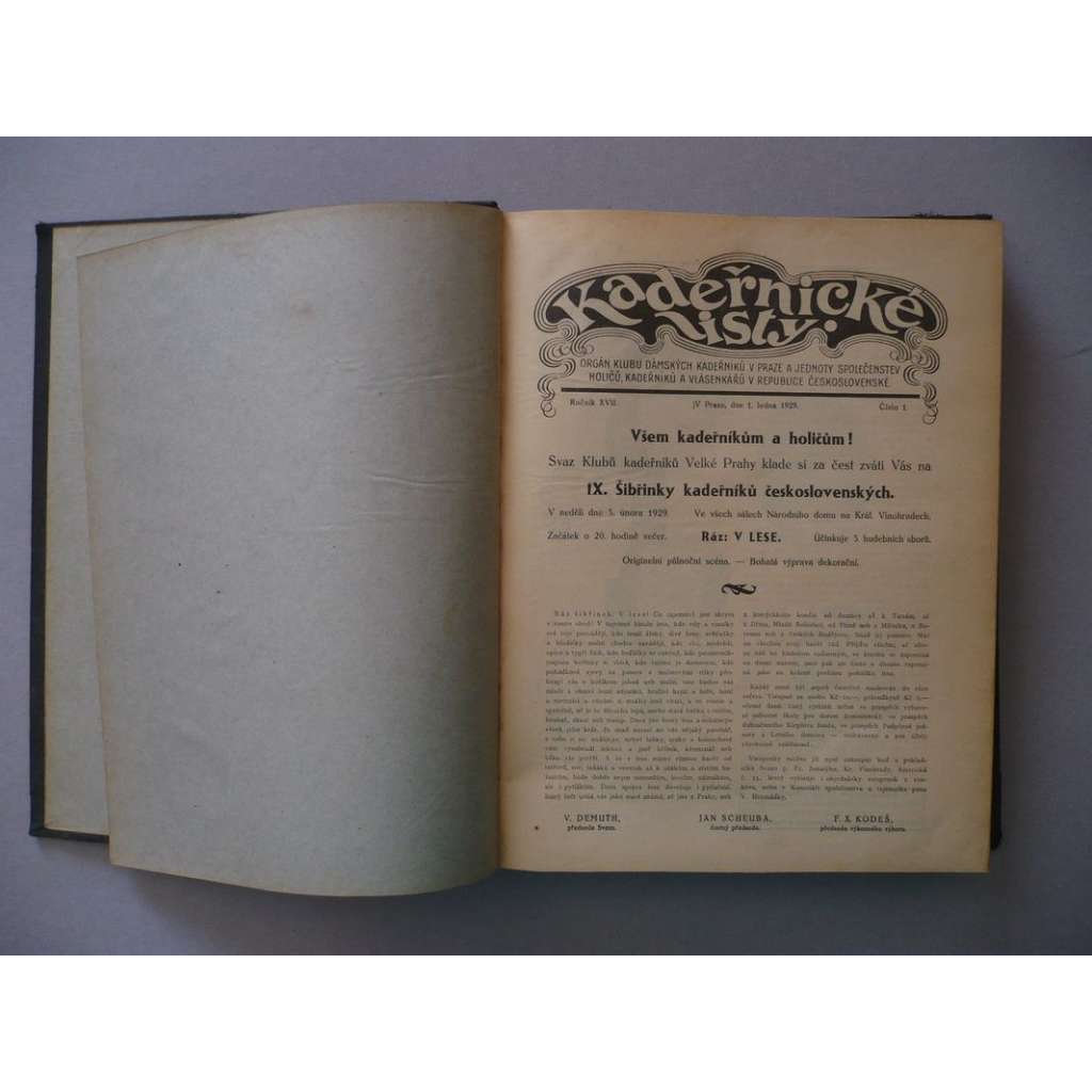 Kadeřnické listy, roč.17 a 18 (1930,1931) [kadeřnictví, účes, vlasy, kadeřník, holič, vlásenkář, účesy, móda, stříhání a úprava vlasů]