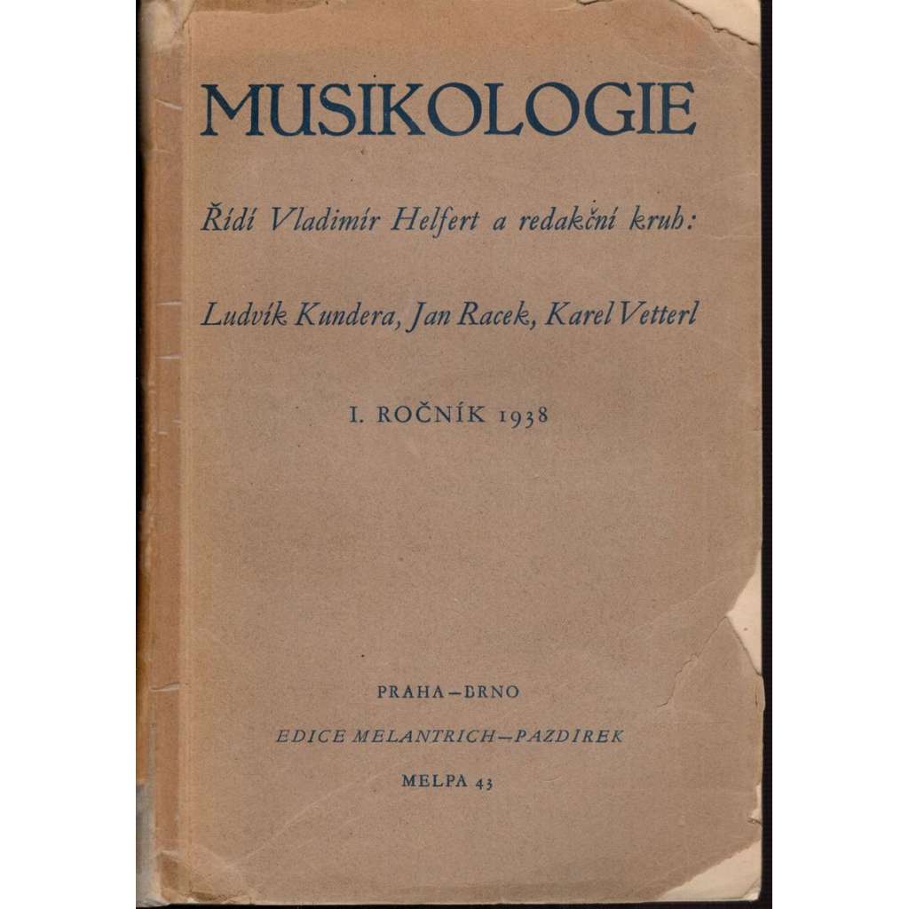 Musikologie, I. ročník (1938)
