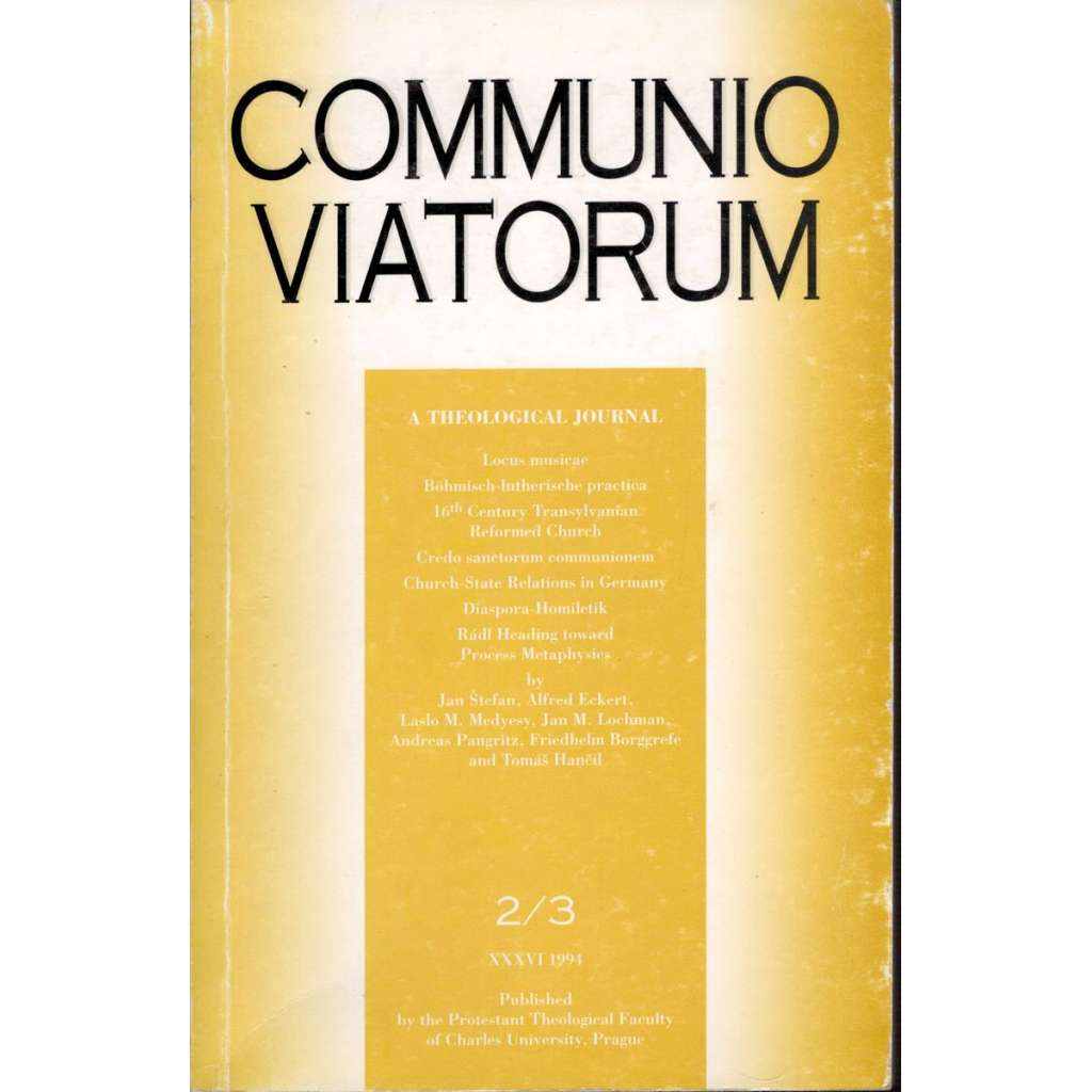 Communio Viatorum 1994-2/3, a Theological Journal