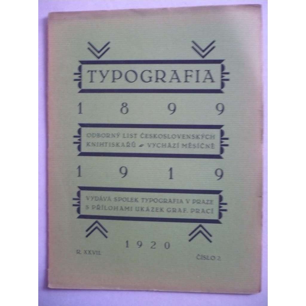 Typografia, ročník 27/1920, číslo 2. Odborný list československých knihtiskařů