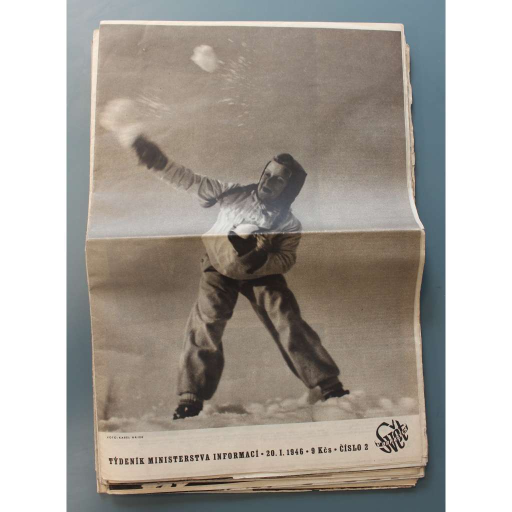 Svět v obrazech. Týdeník ministerstva informací 1946 (časopis, kultura, politika, fotografie, mj. Norimberské záběry, Film o Lidicích, Divadlo satiry, TGM, Pražské povstání, Maršál Koněv, Edvard Beneš)