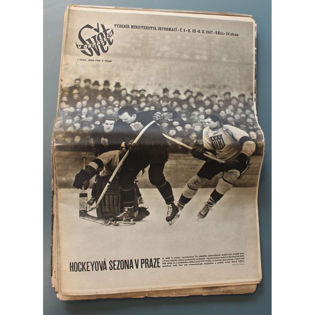 Svět v obrazech. Týdeník ministerstva informací 1947 (časopis, kultura, politika, fotografie, mj. Ministři na start, Řecká partyzánská válka, H. Ripka, Pražský vzorkový veletrh, Mariánské Lázně, Amerika a obnova Evropy, Jan Masaryk)