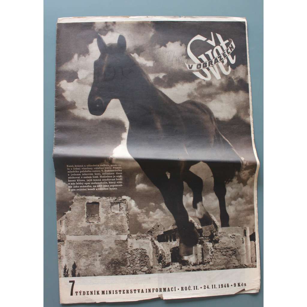 Svět v obrazech. Týdeník ministerstva informací 1946,, č. 7 (časopis, kultura, politika, fotografie, mj. Dopis z Albánie, Norimberk - proces, Tajné vysílačky před očima Němců, Pomáhejme Chodsku!)