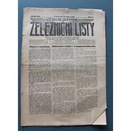 Československé železniční listy 1928, roč. XXIX, č. 5 (noviny, první republika, železnice, mj. Příprava k socialisaci, Odbor pro udržování tratí, Pečky, Přerov, Neratovice, Český Brod)