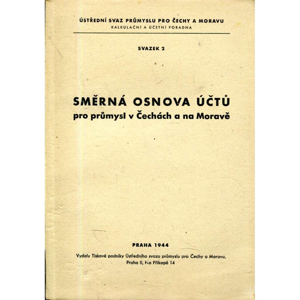 Směrná osnova účtů pro průmysl v Čechách a na Moravě