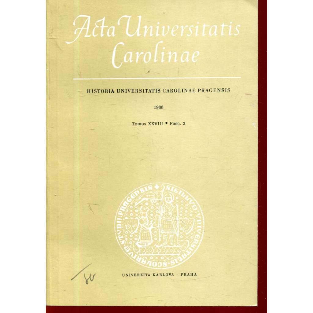 Historia Universitatis Carolinae Pragensis, XXVIII/2, 1988