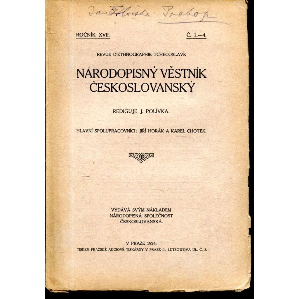 Národopisný věstník českoslovanský, roč. XVII, č. 1.-4.