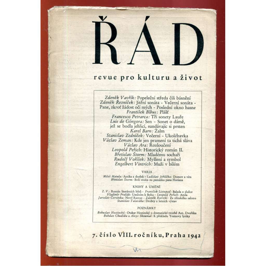 Řád: Revue pro kulturu a život. 7/1942 (roč. VIII.)