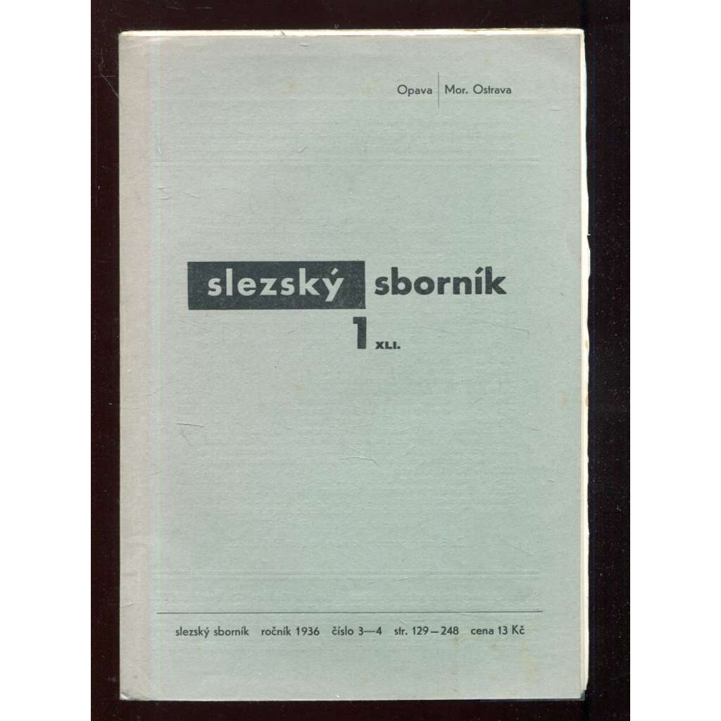 Slezský sborník 1/1936, č. 3-4 (obálka Zdeněk Rossmann)