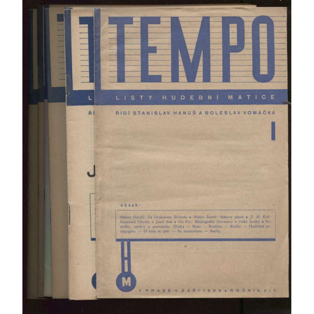 Tempo. Listy Hudební matice, ročník XIV., 1.-10. (1934-35) - 8x zajímavá obálka
