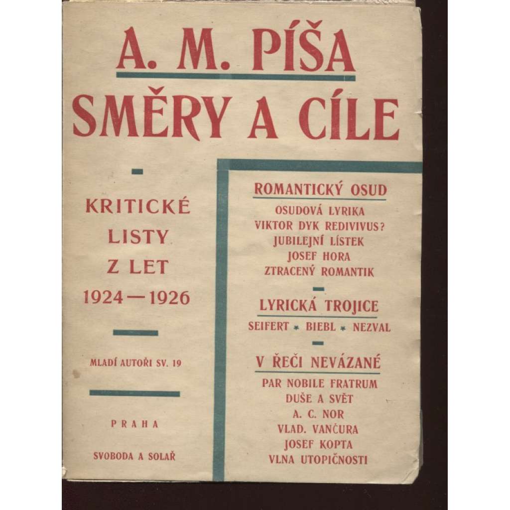 Směry a cíle: Kritické listy z let 1924 - 1926