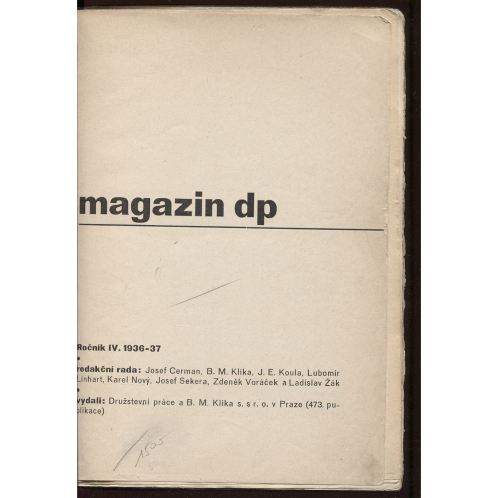 Magazin DP, Družstevní práce - ročník IV. (1936-1937) - bez obálek