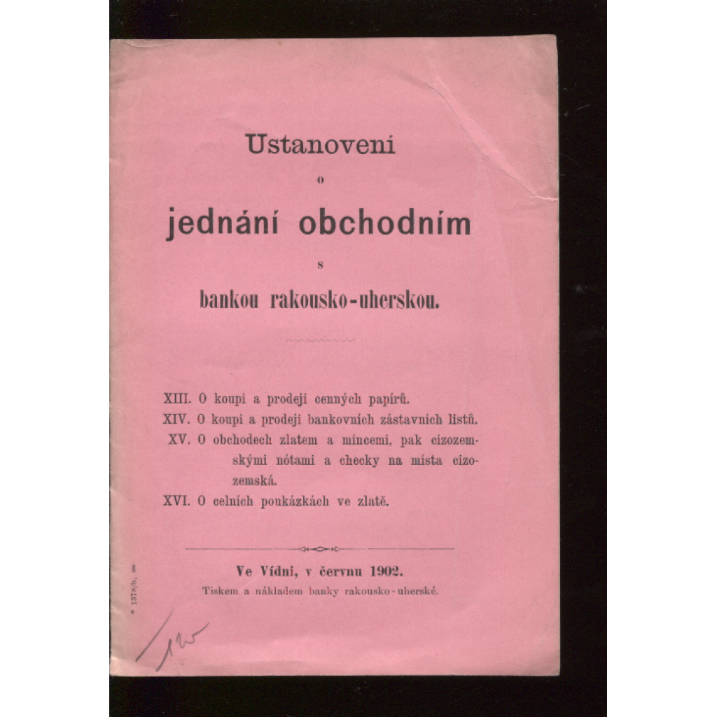 Ustanovení o jednání obchodním s bankou rakousko-uherskou